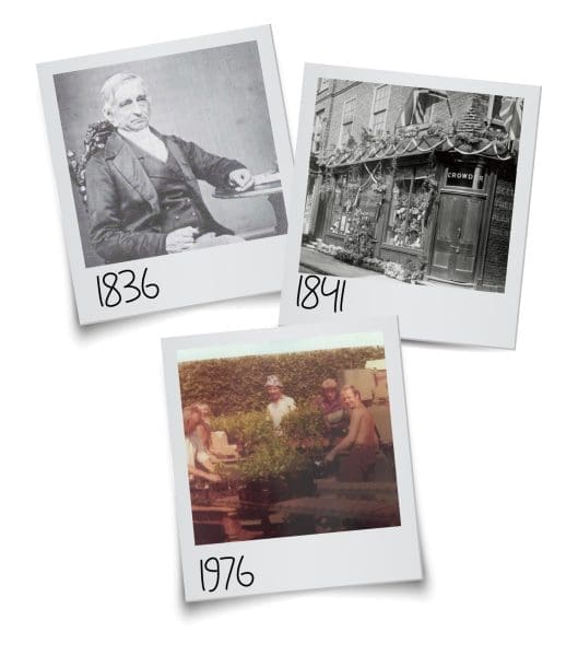 Three polaroid style photos of Crowders achievements